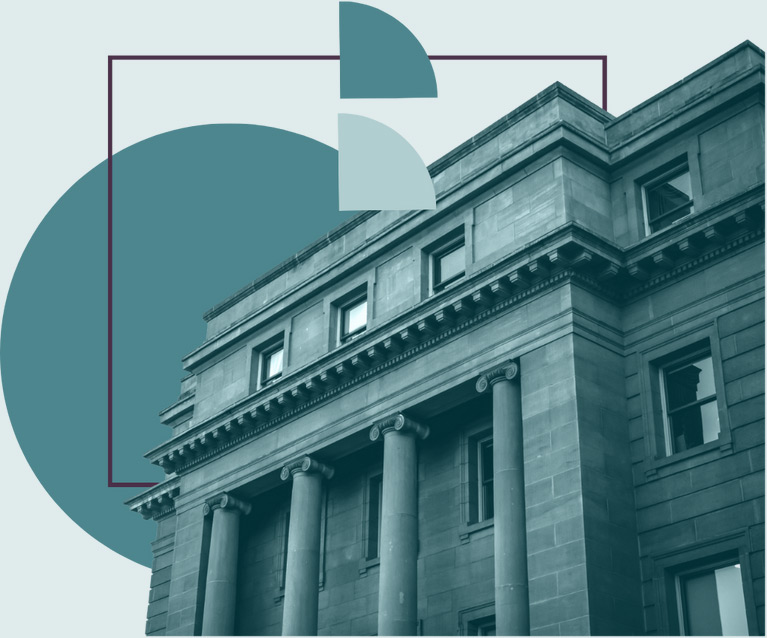 Front of historic building.