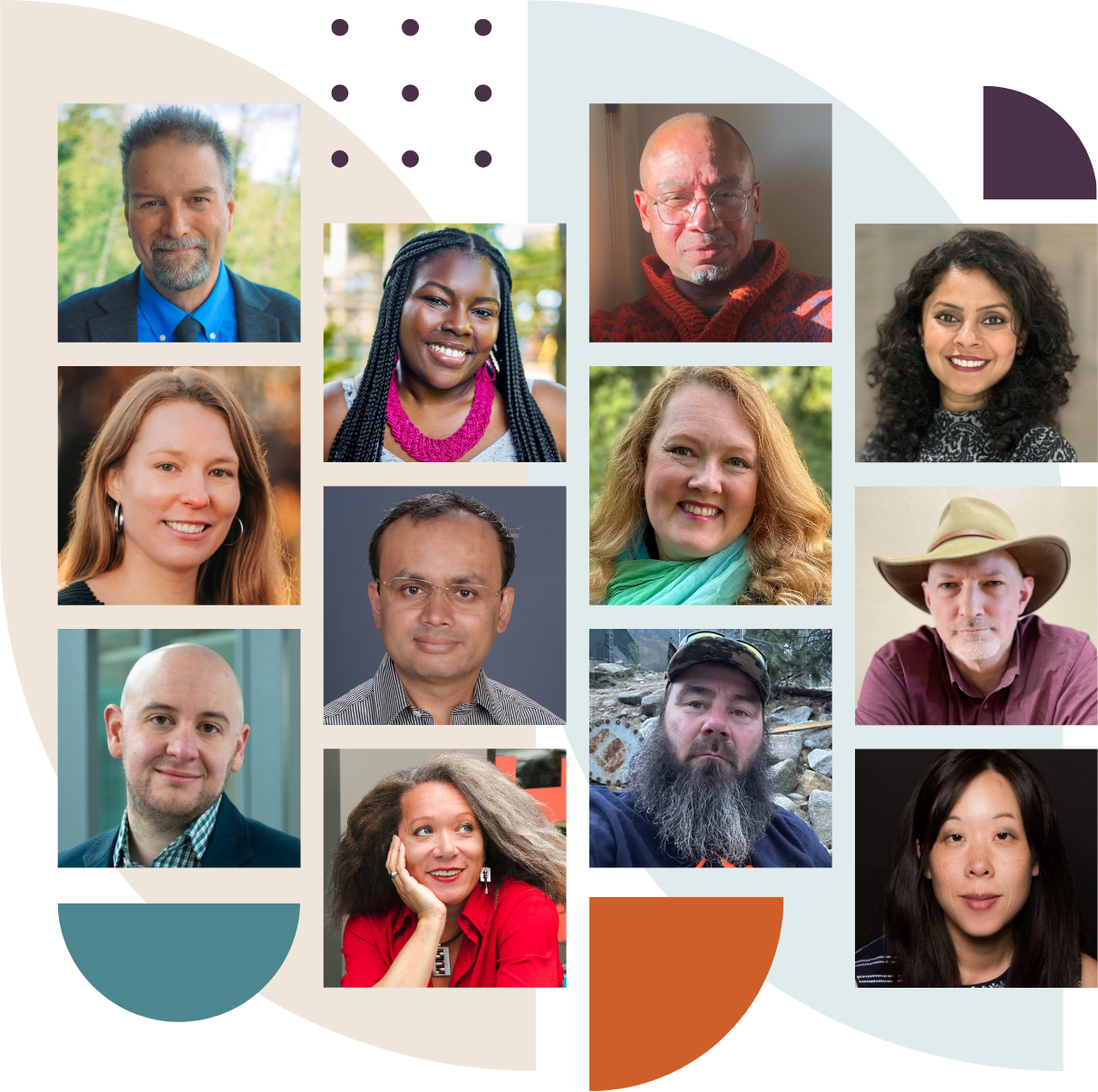 Collage of Speakers Bureau presenter headshots.